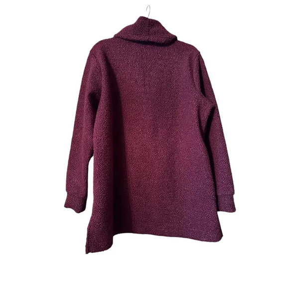 Lands End Heavy wgt sherpa pullover turtleneck tunic oxblood w/pockets L - Picture 2 of 6